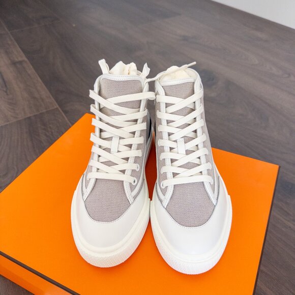 NEW Hermes Women's Get Up Sneakers Canvas Gray, Size EU 38 - Picture 3 of 11